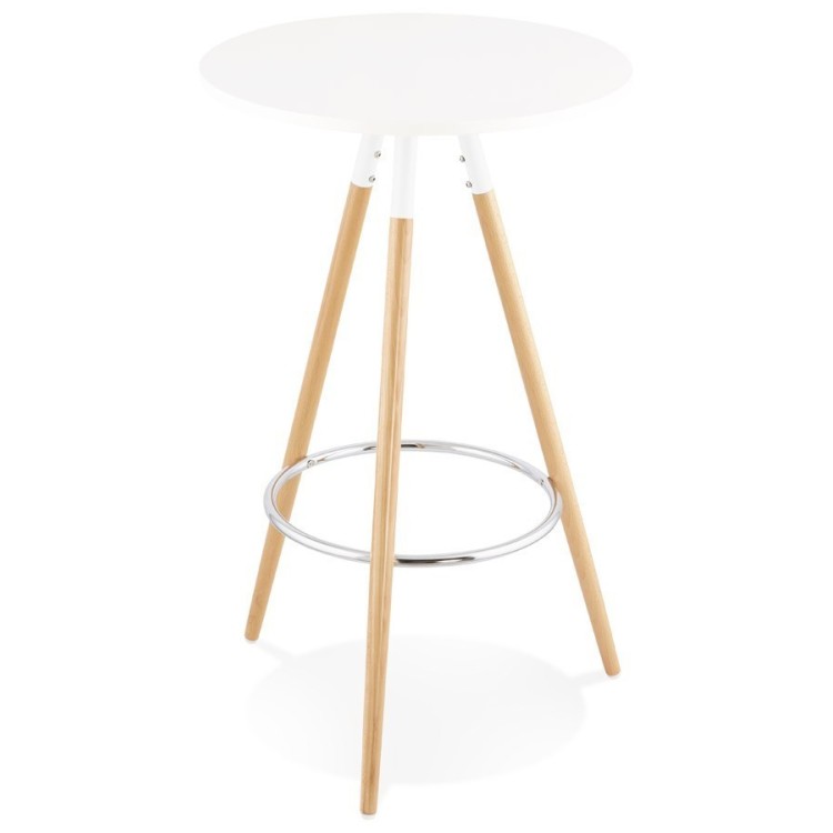 Mesa OTILIA, alta, madera, tapa blanca de 60 cms