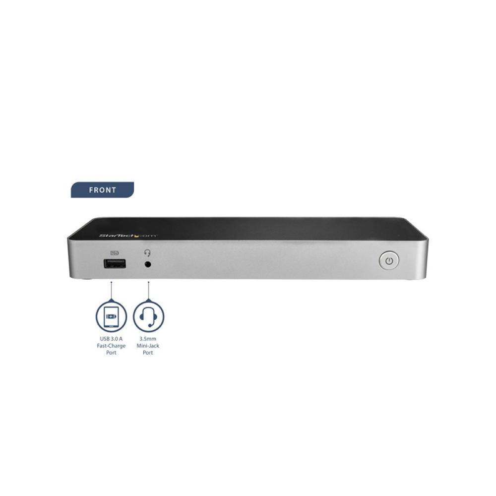 StarTech.com - Dock USB C para 2 Monitores 4K 30Hz con HDMI y DisplayPort - Entrega de Potencia 60W - SD - Hub 4x Puertos USB-A
