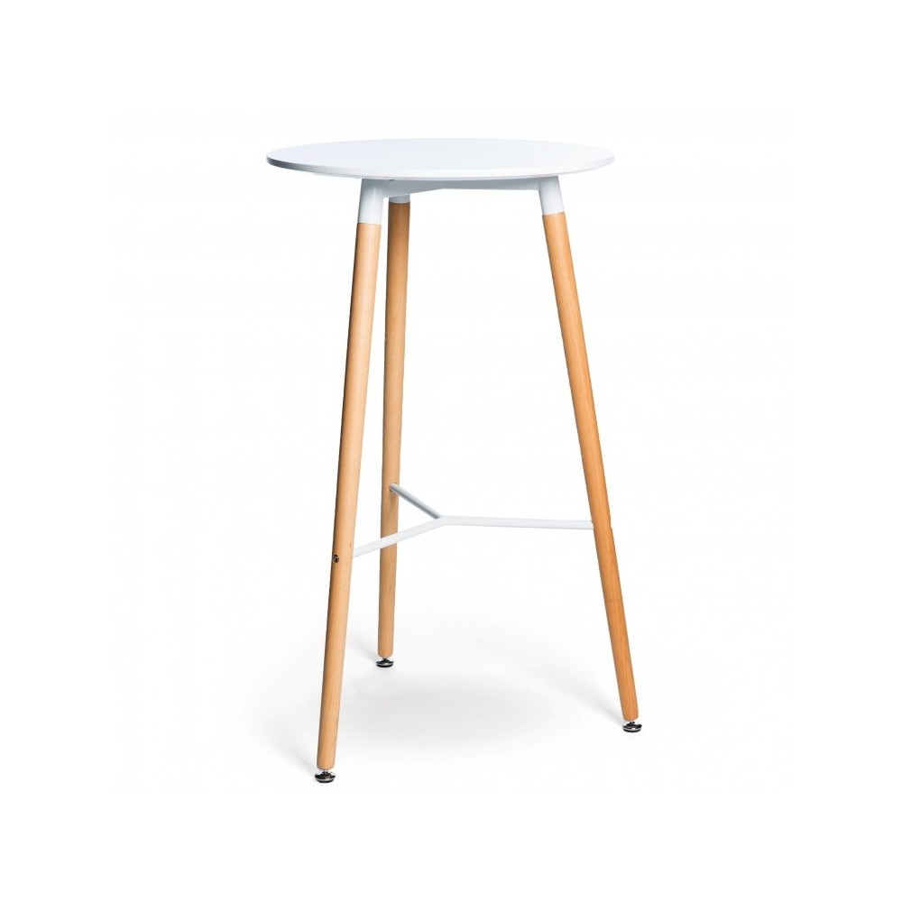 Mesa TAHITI, alta, madera, tapa blanca de 60 cms