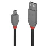 Lindy - 36730 cable USB USB 2.0 0,2 m USB A Micro-USB B Negro, Gris