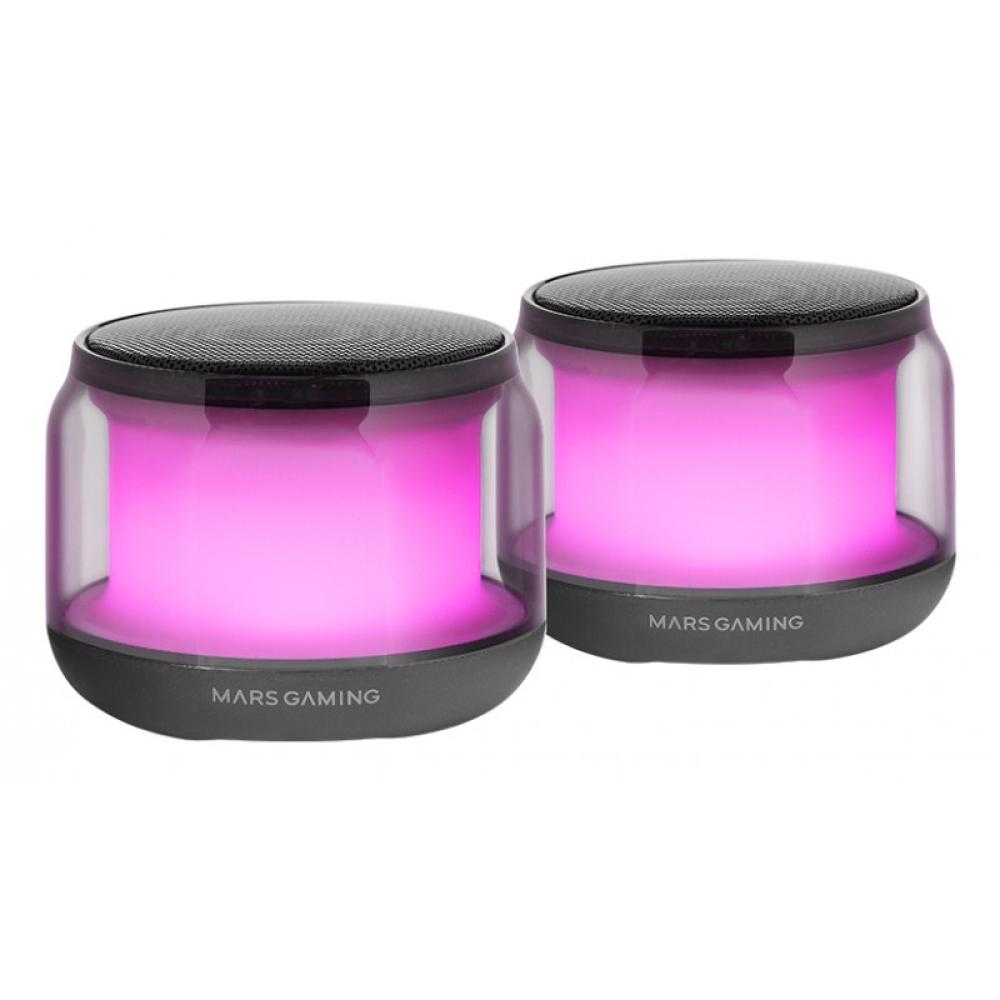 Mars Gaming - MS-AURA, Altavoces Bluetooth 5.3, Chipset DSP Personalizado 15W, Iluminación RGB con Diseño ClearView 360 - MSAURA