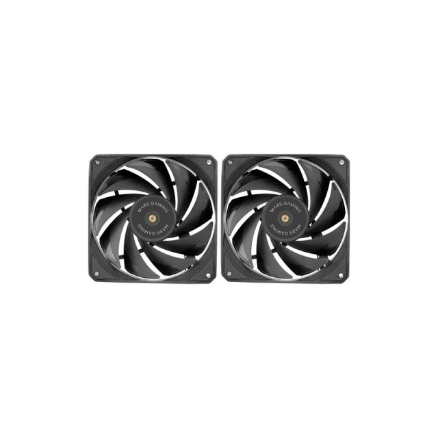 Mars Gaming - MF-NCLX2, Kit 2x Ventiladores Ultrasilenciosos 120mm, Diseño Aspas Híbridas, Ventiladores 2en1 con Rodam - MFNCLX2