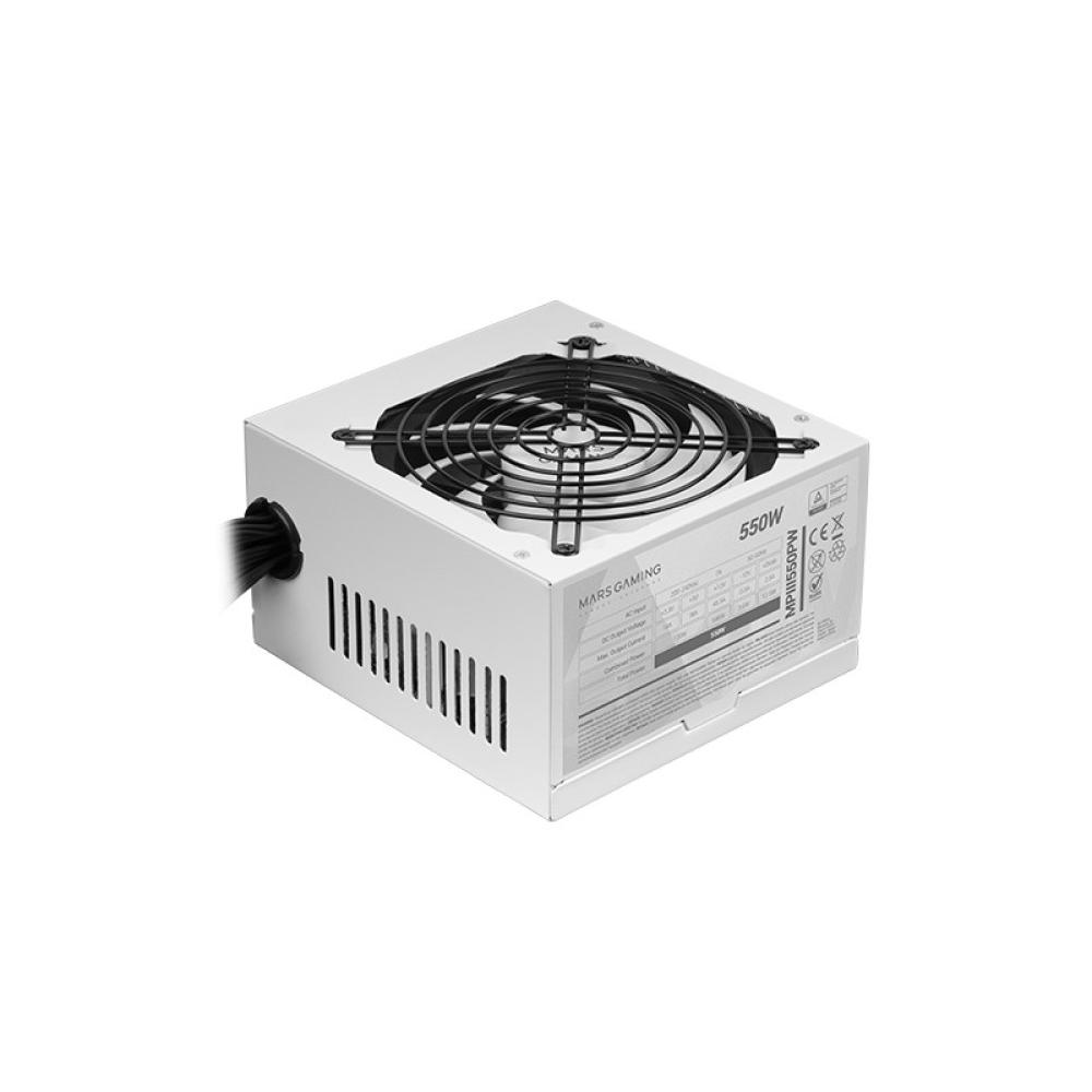 Mars Gaming - MPIII550P, Fuente Alimentación PC ATX 550W, 5 Años de Garantía, 85% Eficiencia, Sistema Digital APFC, - MPIII550PW