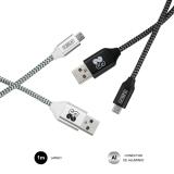 SUBBLIM - PACK 2 CABLES USB A MICRO USB (2.4A) 1M BLACK/SILVER