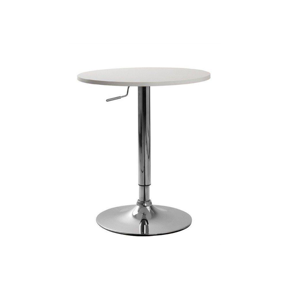 Mesa MABEL (HT), graduable, tapa soft blanca, 70 cms de diámetro