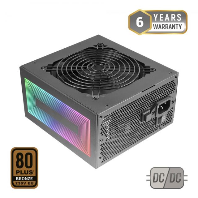Mars Gaming - MPB750S, Fuente Alimentación ATX ARGB 750W, 6 Años de Garantía, 80Plus Bronze 230V EU, 90% Eficiencia, Ventilador