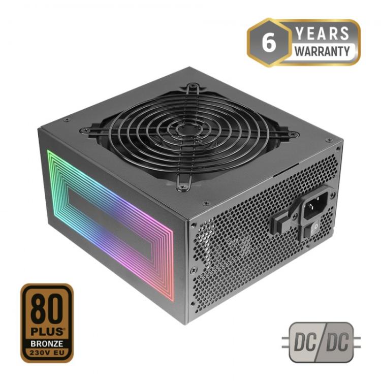 Mars Gaming - MPB750S, Fuente Alimentación ATX ARGB 750W, 6 Años de Garantía, 80Plus Bronze 230V EU, 90% Eficiencia, Ventilador