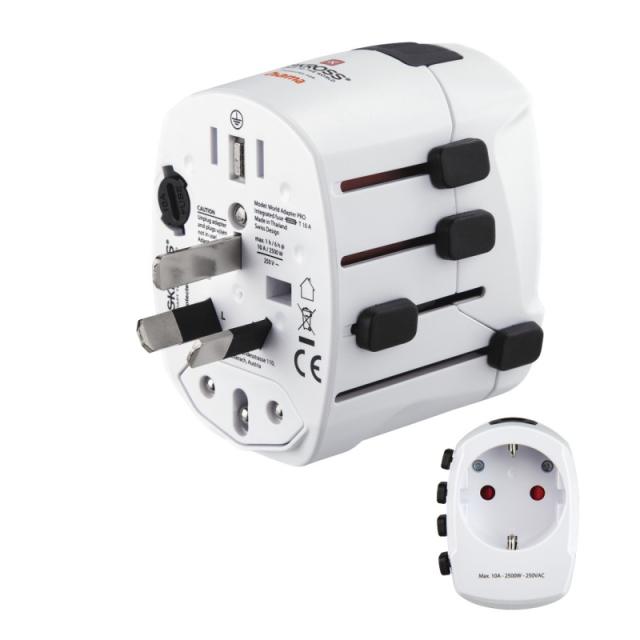 Hama - World Travel Pro adaptador de enchufe eléctrico Universal Blanco