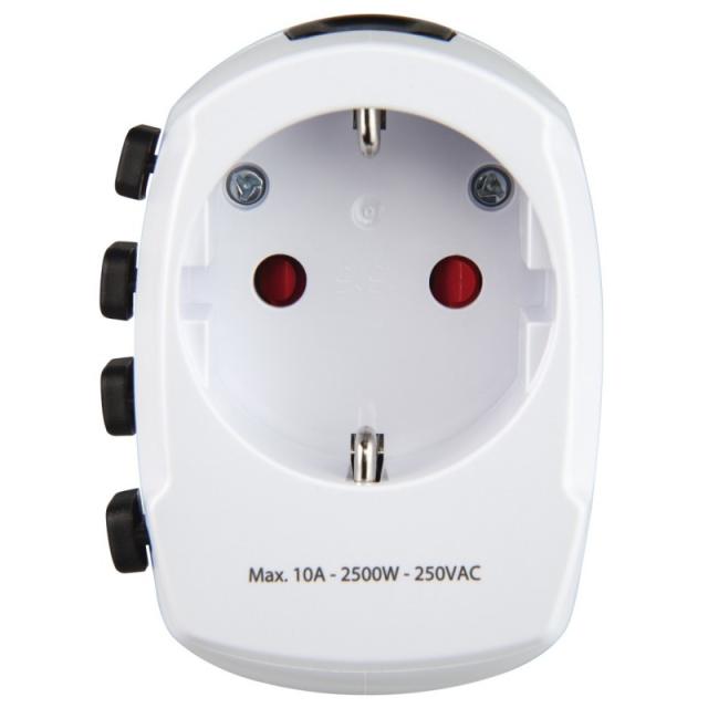 Hama - World Travel Pro adaptador de enchufe eléctrico Universal Blanco
