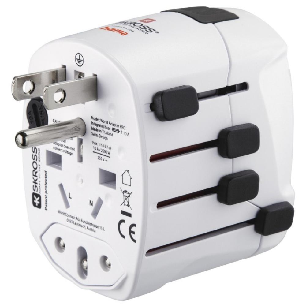 Hama - World Travel Pro adaptador de enchufe eléctrico Universal Blanco