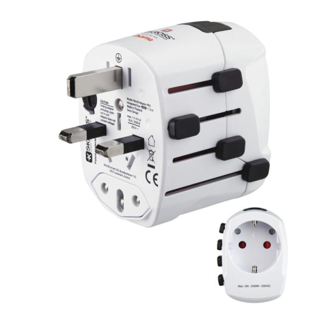 Hama - World Travel Pro adaptador de enchufe eléctrico Universal Blanco