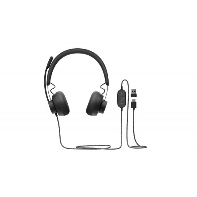 Logitech - 981-000875 auricular y casco Auriculares Alámbrico Diadema Llamadas/Música USB Tipo C Grafito
