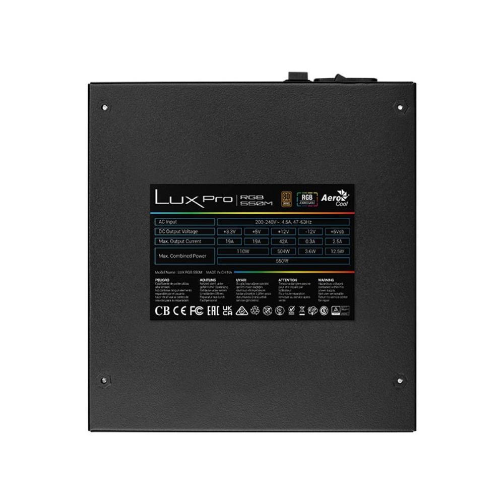 Aerocool - LUXPRORGB550M unidad de fuente de alimentación 550 W 20+4 pin ATX ATX Negro