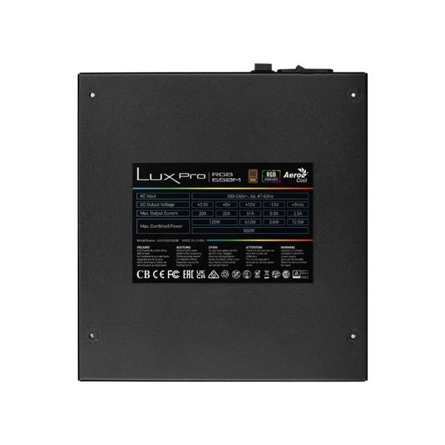 Aerocool - LUXPRORGB650M unidad de fuente de alimentación 650 W 20+4 pin ATX ATX Negro