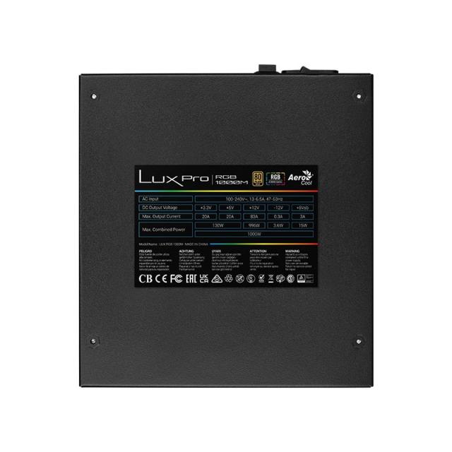 Aerocool - LUXPRORGB1000M unidad de fuente de alimentación 1000 W 20+4 pin ATX ATX Negro
