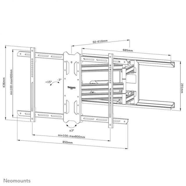 Neomounts - WL40S-850BL18 Soporte de pared para TV 43-86" - movimiento completo - instalación rápida