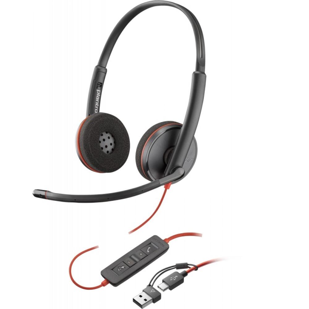 HP Poly - Auriculares Poly Blackwire 3220 estéreo USB-C negro + adaptador USB-C/A (paquete)