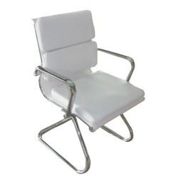 Sillón de oficina MISURI (L), -versión 08 - fijo, similpiel blanca