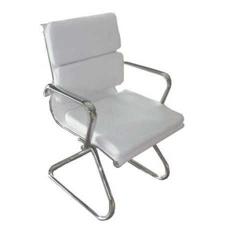 Sillón de oficina MISURI (L), -versión 08 - fijo, similpiel blanca