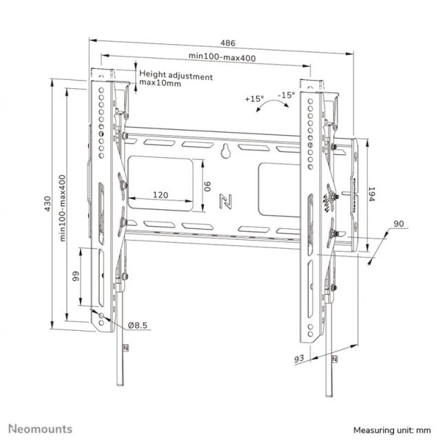 Neomounts - WL35-750BL14 Soporte de pared robusto 42-75" - inclinable - bloqueable - instalación rápida - TÜV