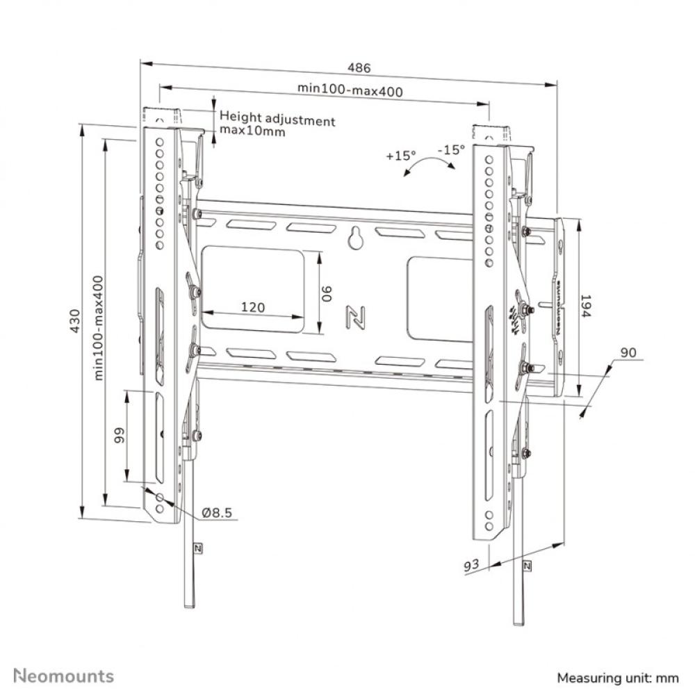 Neomounts - WL35-750BL14 Soporte de pared robusto 42-75" - inclinable - bloqueable - instalación rápida - TÜV