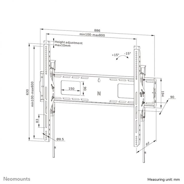 Neomounts - WL35-750BL18 Soporte de pared robusto 43-98" - inclinable - bloqueable - instalación rápida - TÜV
