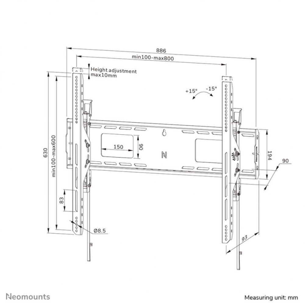 Neomounts - WL35-750BL18 Soporte de pared robusto 43-98" - inclinable - bloqueable - instalación rápida - TÜV