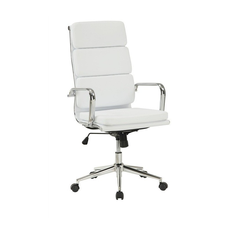 Sillón de oficina COPENHAGUE, alto, gas, basculante, similpiel blanca
