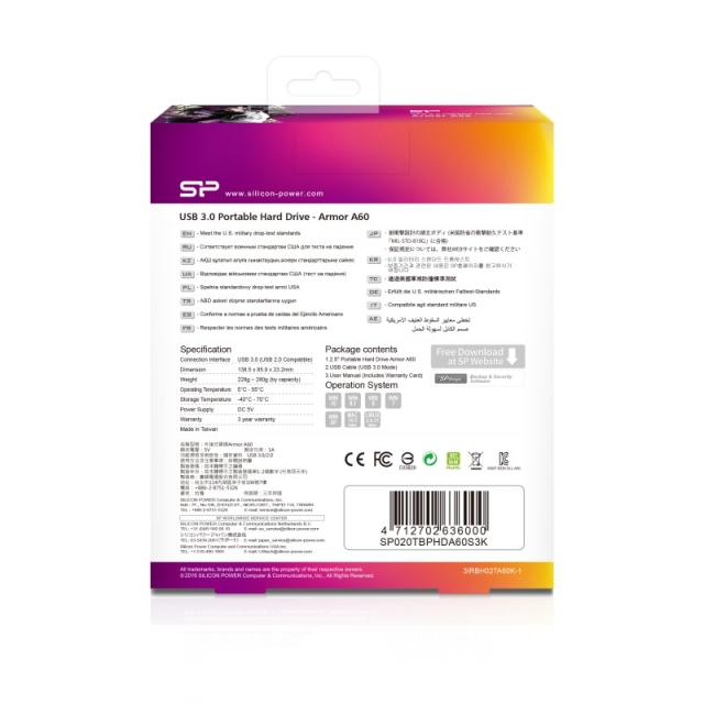 Silicon Power - Armor A60 disco duro externo 2000 GB Negro