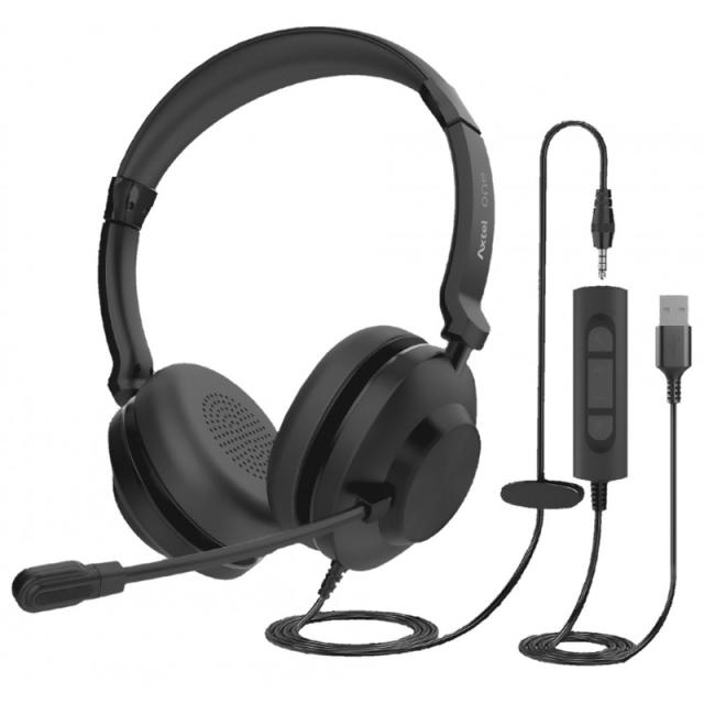Axtel - AXH-ONEUCD-35 auricular y casco Auriculares Alámbrico Diadema Oficina/Centro de llamadas USB tipo A Negro