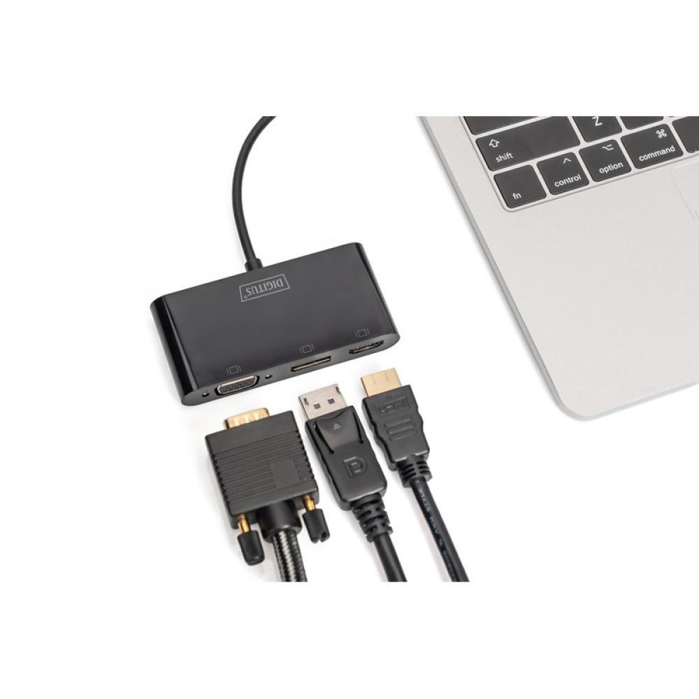 Digitus - Adaptador de monitor triple USB-C™ 3 en 1 (HDMI, DP, VGA)
