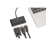 Digitus - Adaptador de monitor triple USB-C™ 3 en 1 (HDMI, DP, VGA)