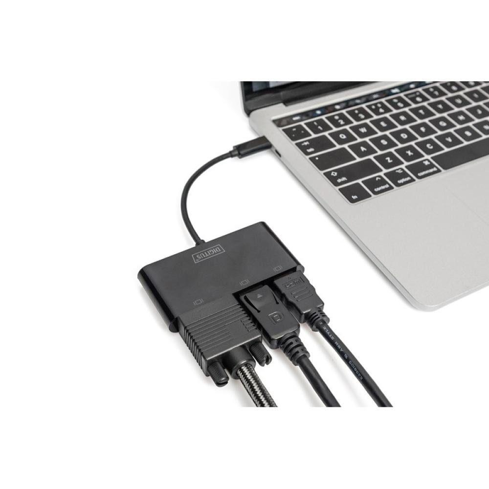 Digitus - Adaptador de monitor triple USB-C™ 3 en 1 (HDMI, DP, VGA)