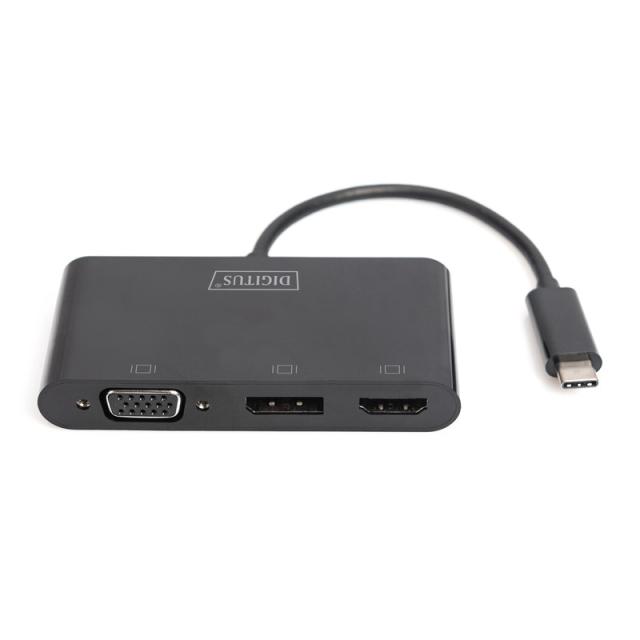 Digitus - Adaptador de monitor triple USB-C™ 3 en 1 (HDMI, DP, VGA)