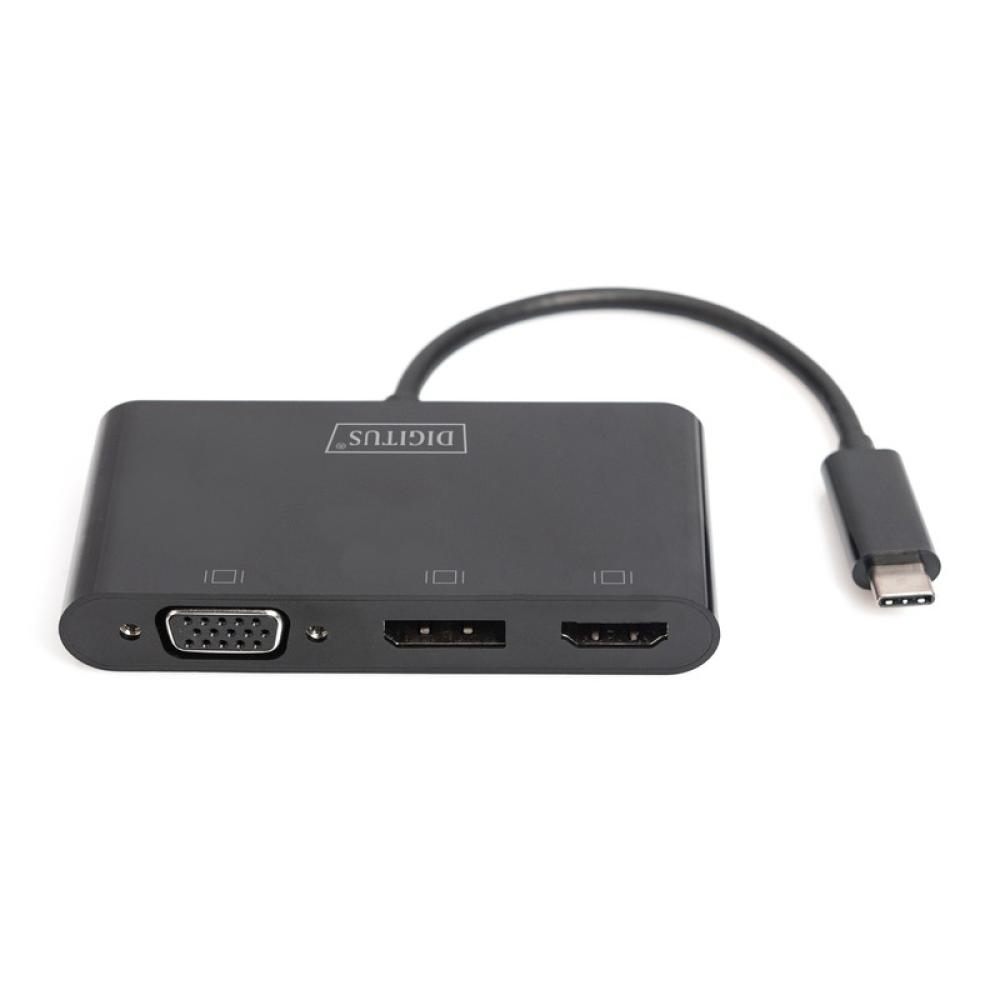 Digitus - Adaptador de monitor triple USB-C™ 3 en 1 (HDMI, DP, VGA)