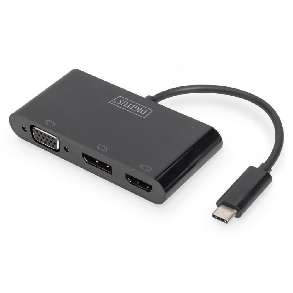 Digitus - Adaptador de monitor triple USB-C™ 3 en 1 (HDMI, DP, VGA)