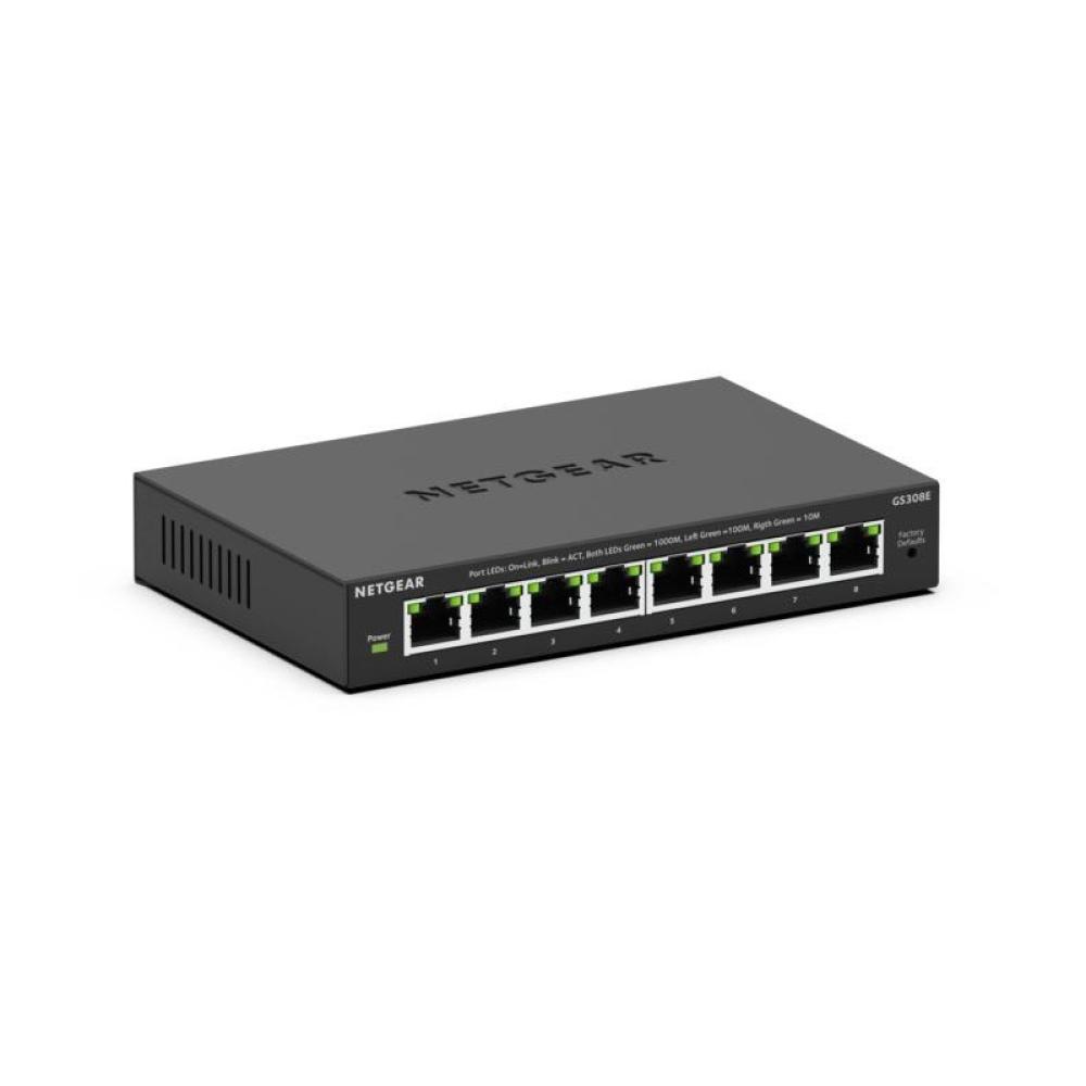 NETGEAR - GS308E Gestionado L2/L3 Gigabit Ethernet (10/100/1000) Negro