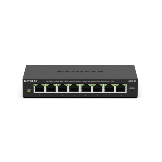 NETGEAR - GS308E Gestionado L2/L3 Gigabit Ethernet (10/100/1000) Negro