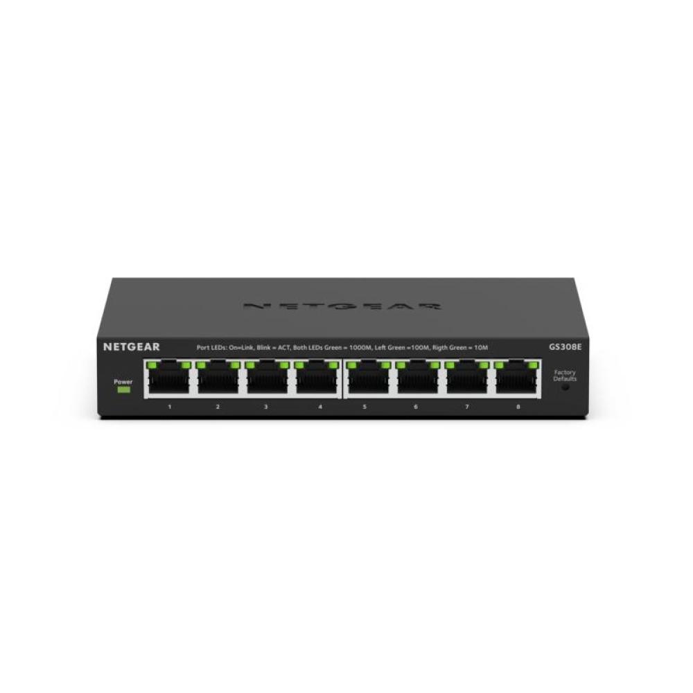 NETGEAR - GS308E Gestionado L2/L3 Gigabit Ethernet (10/100/1000) Negro