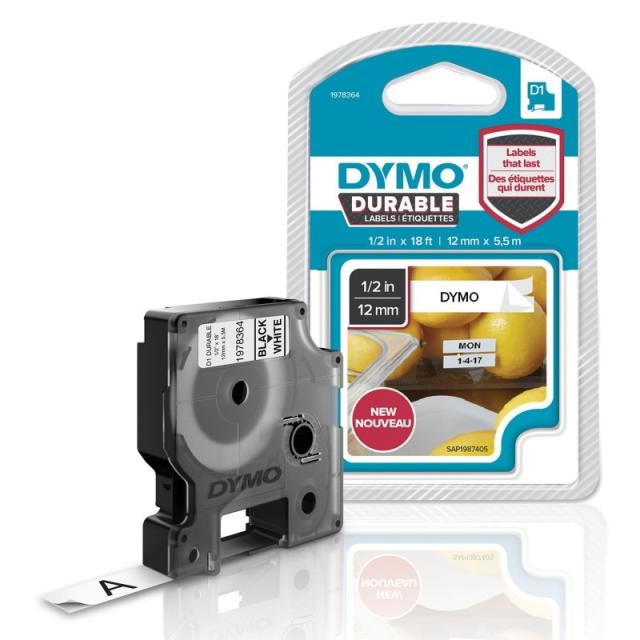 DYMO - D1 - Etiquetas Durable - Negro sobre blanco - 12mm x 5.5m - 1978364
