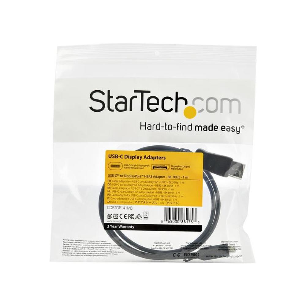 StarTech.com - Cable de 1m USB-C a DisplayPort 1.4 - Convertidor Adaptador de Vídeo USB Tipo C 8K/5K/4K - HBR3/HDR/DSC - Cable C