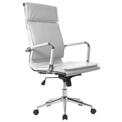Sillón de oficina AMSTERDAM, alto, gas, basculante, similpiel blanca
