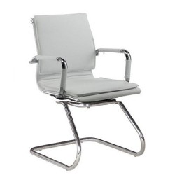 Sillón de oficina AMSTERDAM, fijo de patÃ­n, cromado, similpiel blanca