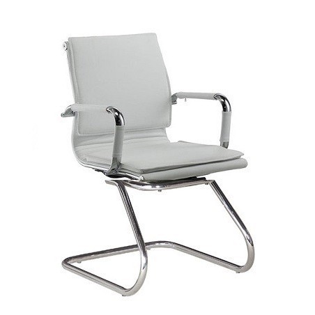 Sillón de oficina AMSTERDAM, fijo de patÃ­n, cromado, similpiel blanca