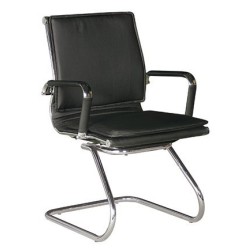 Sillón de oficina AMSTERDAM, fijo de patÃ­n, cromado, similpiel negra