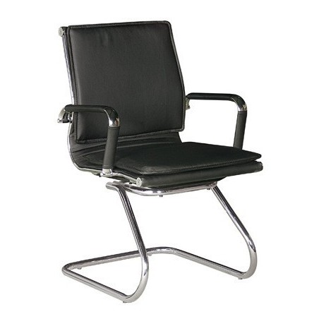 Sillón de oficina AMSTERDAM, fijo de patÃ­n, cromado, similpiel negra