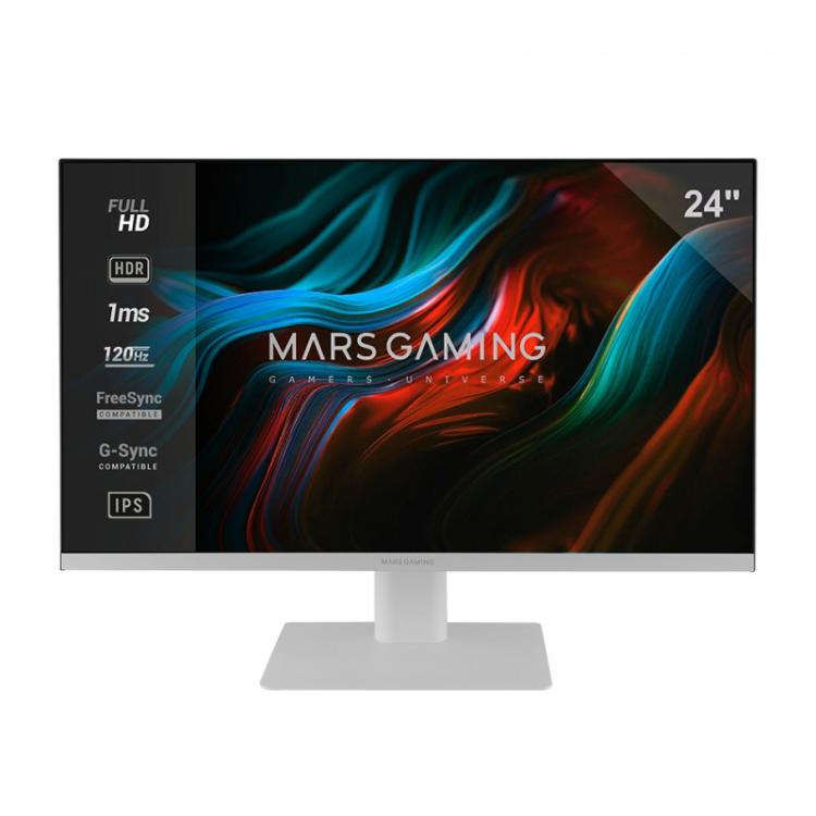 Mars Gaming - MV-24, Monitor 24” IPS FHD 120Hz, HDR10 1ms, FreeSync y G-SYNC, Monitor PC con Altavoces Integrados, Inclinación 2
