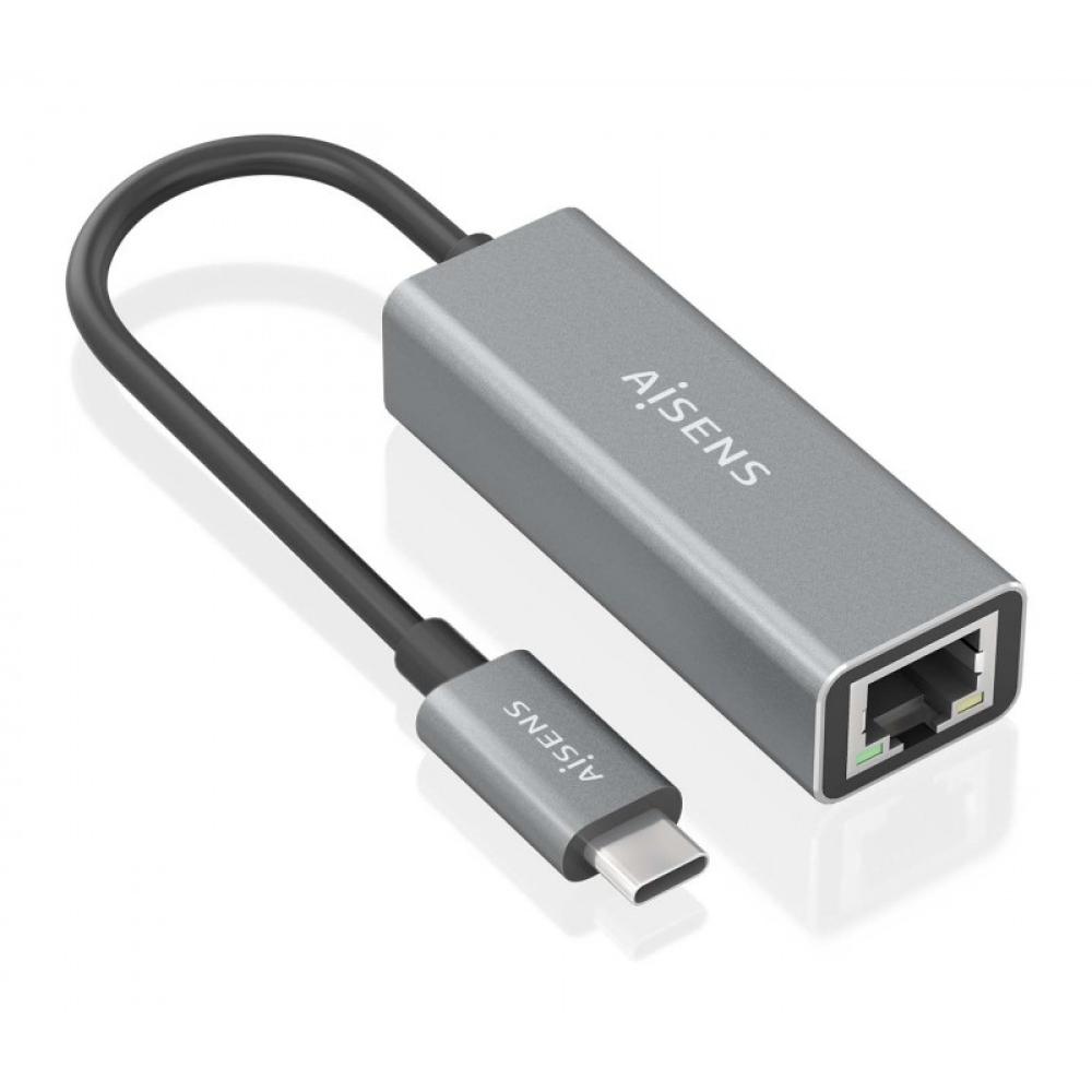 AISENS - Conversor USB3.1 Gen1 USB-C a ethernet Gigabit 10/100/1000 Mbps, Gris, 15cm - A109-0898