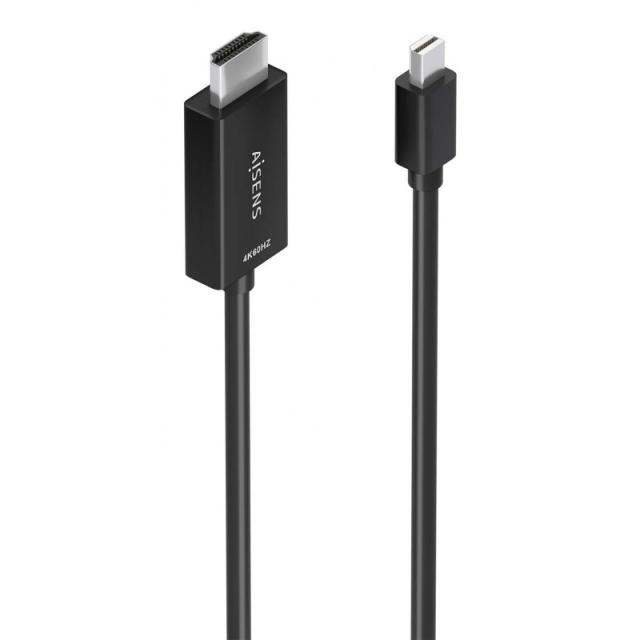 AISENS - Cable conversor MINI DP a HDMI 4K@60Hz, MINI DP/M-HDMI/M, Negro, 0.6m