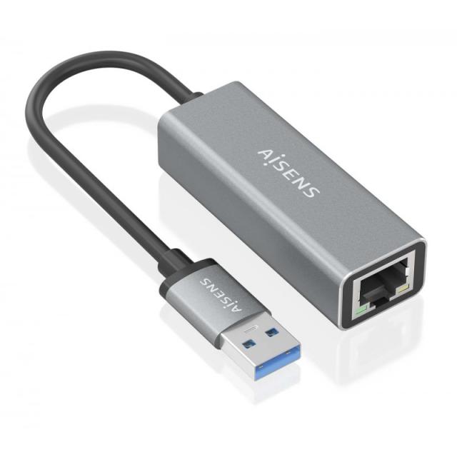 AISENS - Conversor USB 3.0 a ethernet Gigabit 10/100/1000 Mbps, Gris, 15cm - A106-0897
